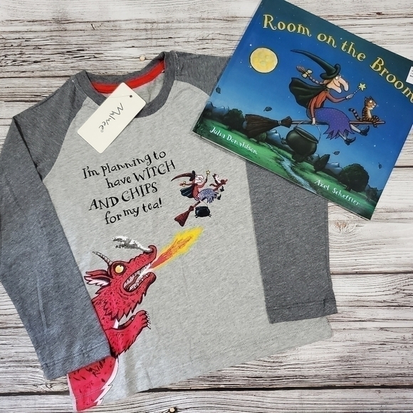 Halloween Fire Breathing Dragon and Witch Raglan & Room on the Broom Boom Bundle - Picture 1 of 5